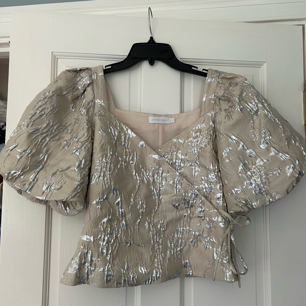 Jonathan simkhai Elegant off white Puff Sleeve Top